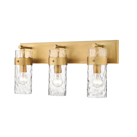 Fontaine 3 Light Vanity, Rubbed Brass & Clear